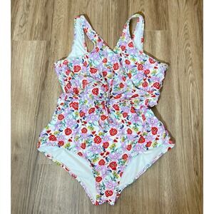 Anthropologie Floral One Piece Swimsuit Tie Front Cottagecore Boho No Returns